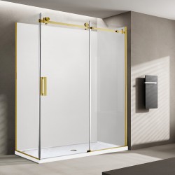 1170*770*1950mm  Brushed Gold Frameless Sliding Door Rectangle Shower Box 1170*770*1950mm  Brushed Gold Frameless Sliding Door Rectangle Shower Box