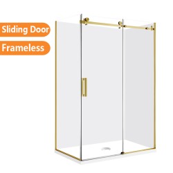 1170*770*1950mm  Brushed Gold Frameless Sliding Door Rectangle Shower Box 1170*770*1950mm  Brushed Gold Frameless Sliding Door Rectangle Shower Box