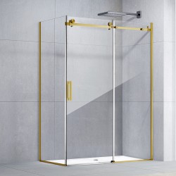 1170*770*1950mm Brushed Gold Frameless Shower Door & Return Panel 1170*770*1950mm Brushed Gold Frameless Shower Door & Return Panel