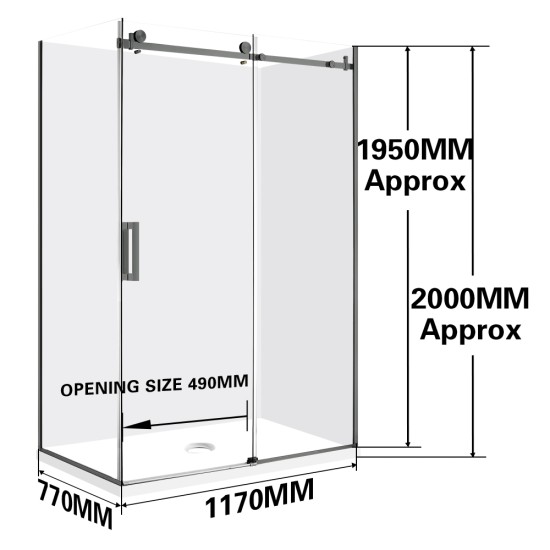1170*770*1950mm Gunmetal Grey Frameless Sliding Door Rectangle Shower Box 1170*770*1950mm Gunmetal Grey Frameless Sliding Door Rectangle Shower Box
