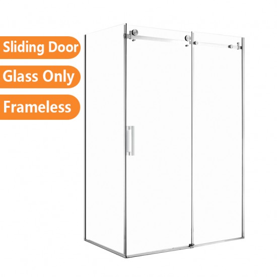 1170*870*1950mm Chrome Frameless Shower Door & Return Panel