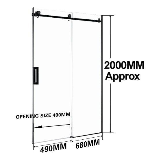 1170*2000mm Black Frameless Shower Door Only 1170*2000mm Black Frameless Shower Door Only