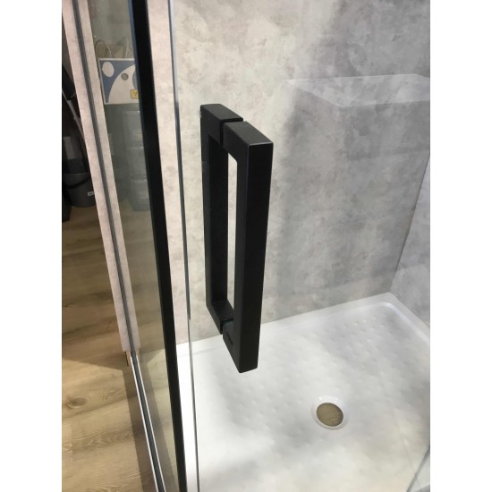 1470*870*1950mm Black Frameless Shower Door & Return Panel