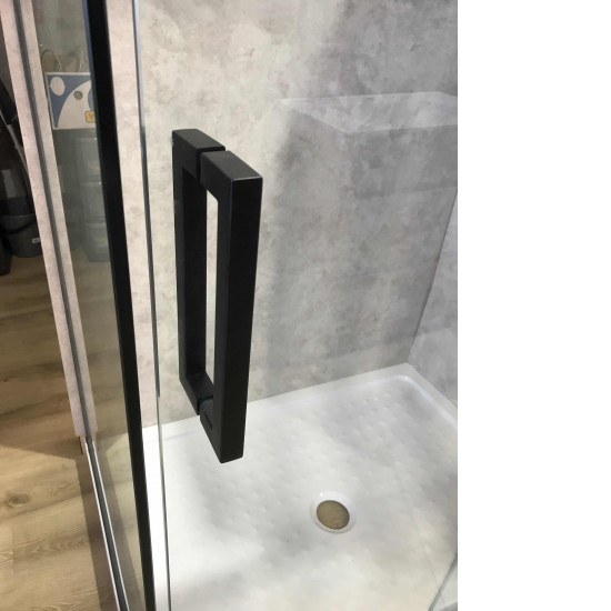 1470*870*1950mm Black Frameless Shower Door & Return Panel