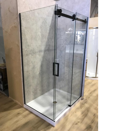 1170*870*1950mm Black Frameless Sliding Door Rectangle Shower Box