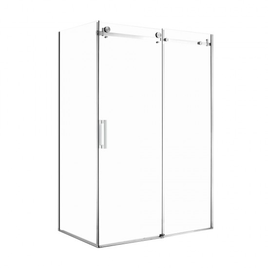 1470*870*1950mm Chrome Frameless Shower Door & Return Panel