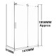 1470*870*1950mm Chrome Frameless Shower Door & Return Panel