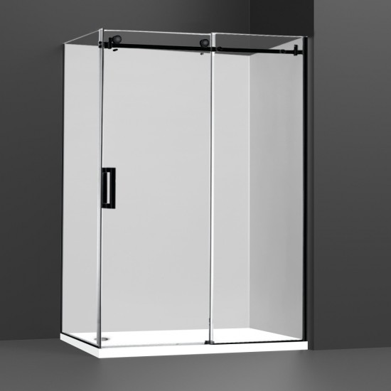 1470*870*1950mm Black Frameless Sliding Door Rectangle Shower Box