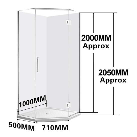 1000*1000*2000mm Chrome Frameless Diamond Shower Box