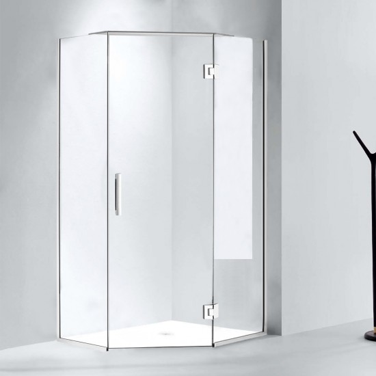 1000*1000*1950mm Chrome Frameless Diamond Shower Door & Return Panel
