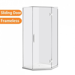 900*900*2000mm Chrome Frameless Diamond Shower Box