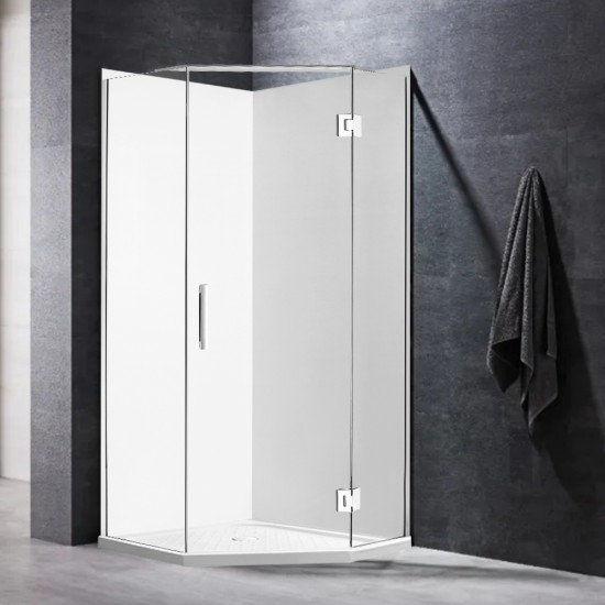 900*900*2000mm Chrome Frameless Diamond Shower Box