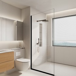 960*1950mm Black Walk In Frameless Shower Glass With 2 Channels 960*1950mm Black Walk In Frameless Shower Glass With 2 Channels