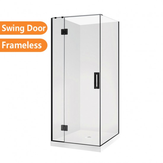 1000*1000*1950mm Black Frameless Swing Door Square Shower Box