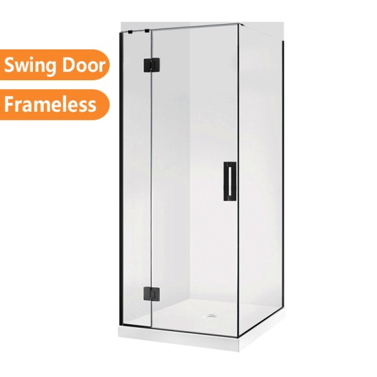 1000*1000*2000mm Black Frameless Swing Door Square Shower Box
