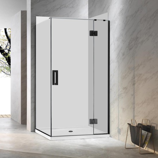 1000*1000*2000mm Black Frameless Swing Door Square Shower Box