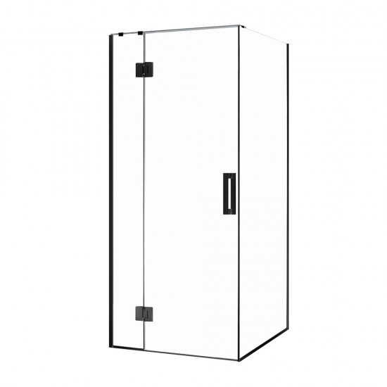 1000*1000*1950mm Black Frameless Shower Door & Return Panel