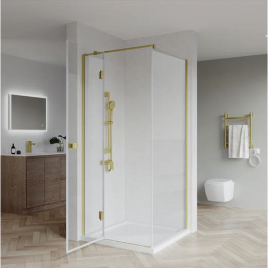 900*900*1950mm Brushed Gold Frameless Swing Door Square Shower Box 900*900*1950mm Brushed Gold Frameless Swing Door Square Shower Box