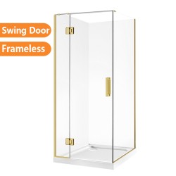 1000*1000*1950mm Brushed Gold Frameless Swing Door Square Shower Box 1000*1000*1950mm Brushed Gold Frameless Swing Door Square Shower Box