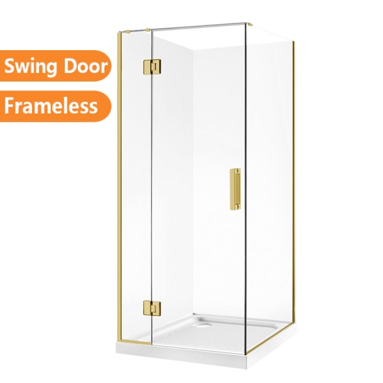 900*900*1950mm Brushed Gold Frameless Swing Door Square Shower Box 900*900*1950mm Brushed Gold Frameless Swing Door Square Shower Box