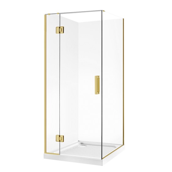 900*900*1950mm Brushed Gold Frameless Swing Door Square Shower Box 900*900*1950mm Brushed Gold Frameless Swing Door Square Shower Box
