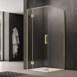 1000*1000*1950mm Brushed Gold Frameless Shower Door & Return Panel 1000*1000*1950mm Brushed Gold Frameless Shower Door & Return Panel