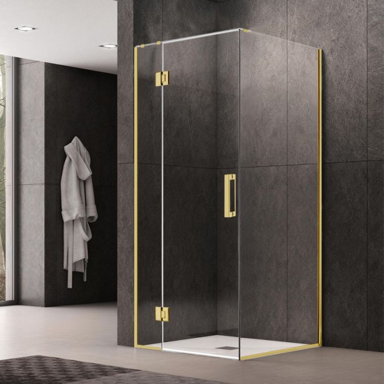 1000*1000*1950mm Brushed Gold Frameless Shower Door & Return Panel 1000*1000*1950mm Brushed Gold Frameless Shower Door & Return Panel