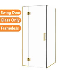 1000*1000*1950mm Brushed Gold Frameless Shower Door & Return Panel 1000*1000*1950mm Brushed Gold Frameless Shower Door & Return Panel