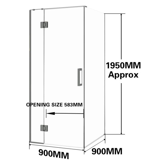 900*900*1950mm Gunmetal Grey Frameless Shower Door & Return Panel 900*900*1950mm Gunmetal Grey Frameless Shower Door & Return Panel