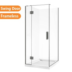 900*900*1950mm Gunmetal Grey Frameless Swing Door Square Shower Box 900*900*1950mm Gunmetal Grey Frameless Swing Door Square Shower Box