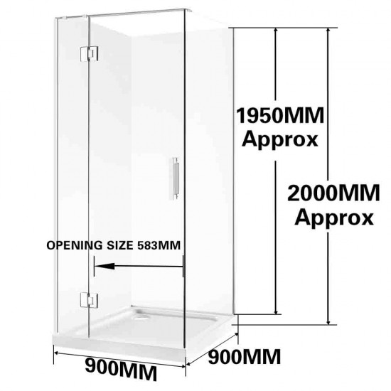 900*900*1950mm Chrome Frameless Swing Door Square Shower Box 900*900*1950mm Chrome Frameless Swing Door Square Shower Box