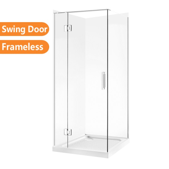 900*900*1950mm Chrome Frameless Swing Door Square Shower Box