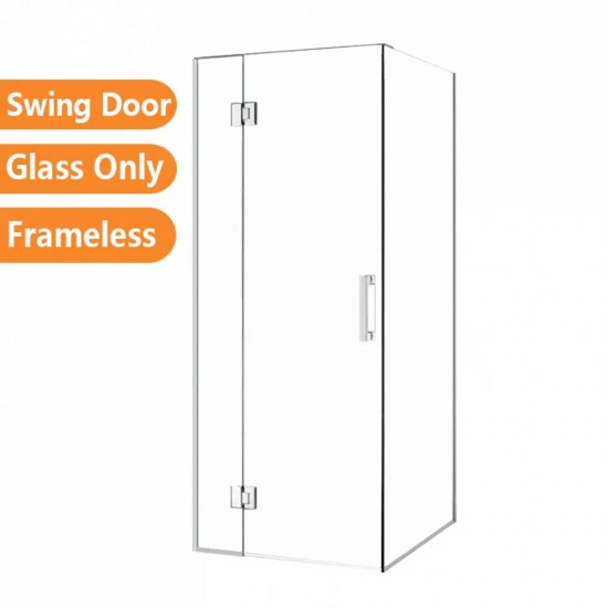 900*900*1950mm Chrome Frameless Shower Door & Return Panel