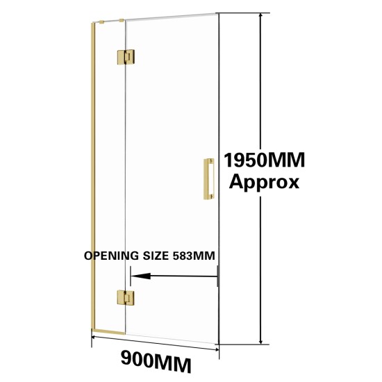 900*1950mm Brushed Gold Frameless Shower Door Only 900*1950mm Brushed Gold Frameless Shower Door Only