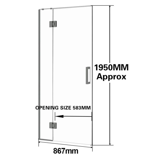 900*1950mm Gunmetal Grey Frameless Shower Door Only