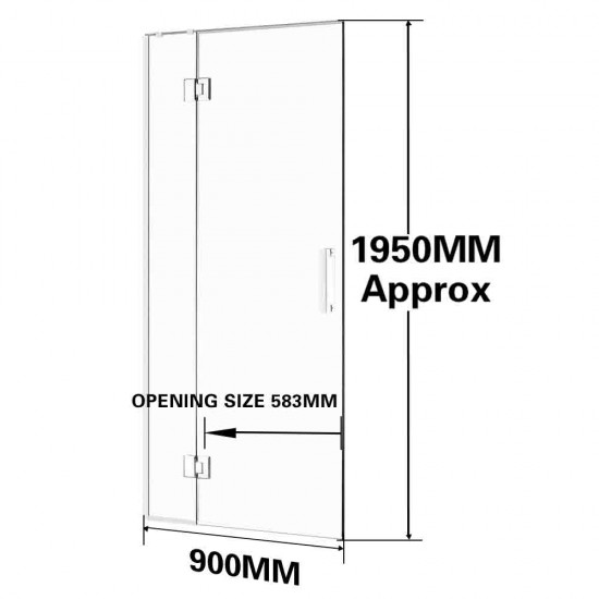 900*1950mm Chrome Frameless Shower Door Only