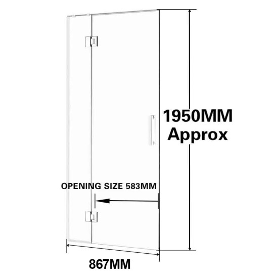 900*1950mm Chrome Frameless Shower Door Only 900*1950mm Chrome Frameless Shower Door Only
