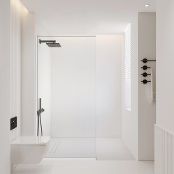 960*1950mm Chrome Walk In Frameless Shower Glass With 2 Channels 960*1950mm Chrome Walk In Frameless Shower Glass With 2 Channels
