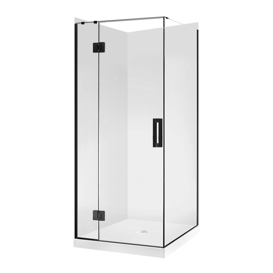 900*900*1950mm Black Frameless Swing Door Square Shower Box