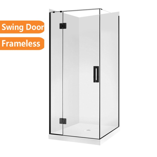 900*900*1950mm Black Frameless Swing Door Square Shower Box