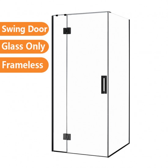 900*900*1950mm Black Frameless Shower Door & Return Panel