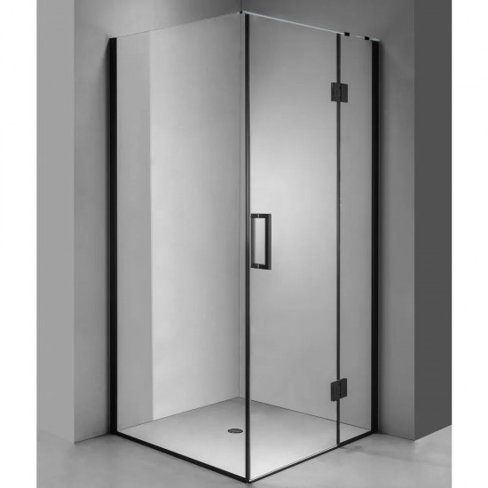 900*900*1950mm Black Frameless Shower Door & Return Panel