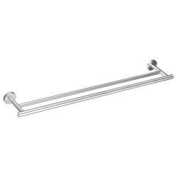 755mm Wall Double Round Towel Rail Rack Holder Stainless Steel Brushed Nickel