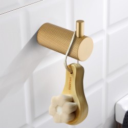 Diamora Luxury Knurled Robe Hook Brushed Yellow Gold Stainless Steel 304 Diamora Luxury Knurled Robe Hook Brushed Yellow Gold Stainless Steel 304