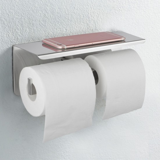 Ottimo Chrome Double Toilet Paper Holder Stainless Steel Wall Mounted