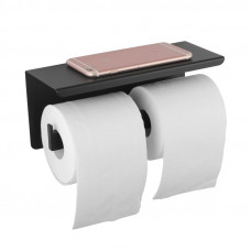 Ottimo Black Double Toilet Paper Holder Stainless Steel Wall Mounted
