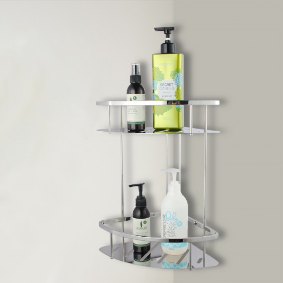 Chrome Stainless Steel 2 Tier Shower Caddy Shelf