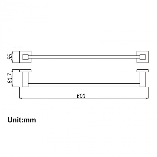 Ottimo Chrome Single Towel Rails 600mm