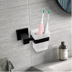 Ottimo Nero Black Glass Toothbrush Holder Ottimo Nero Black Glass Toothbrush Holder