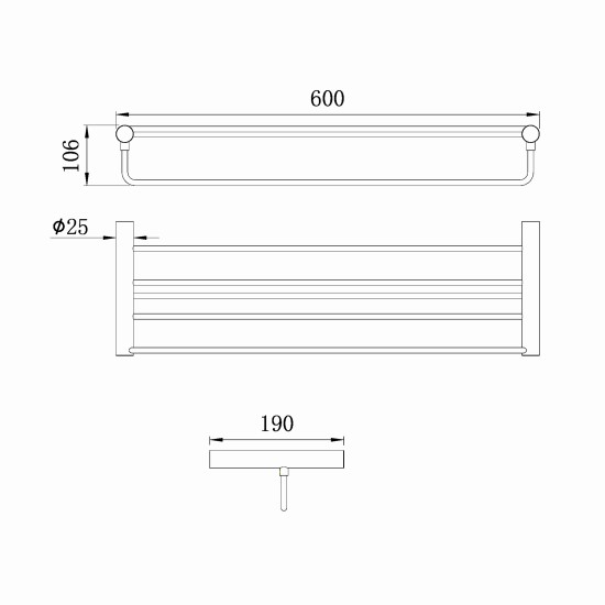 Ottimo Chrome Towel Rack 600mm